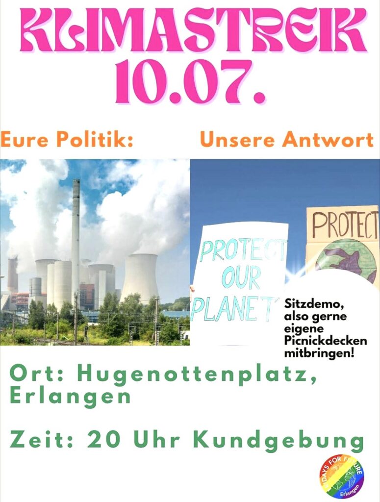Klimastreik 10.07. ErlangenHugenottenplatz 20:00